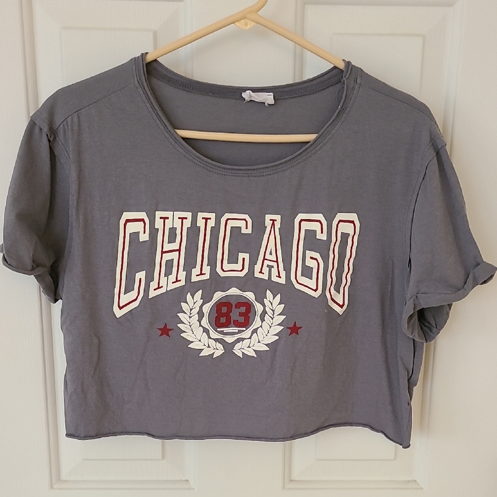 Le Lis Gray Graphic Crop T-Shirt